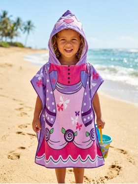 Kids Princess Patterned Hoodie Towel